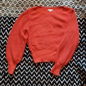 H&M Basics Orange Balloon Sleeve Sweater